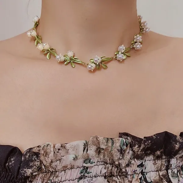 Necklaces & Chokers*Boogzel Clothing Lily Of The Valley Choker Green/white