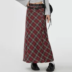 Skirts*Boogzel Clothing London Bridge Plaid Maxi Skirt Red