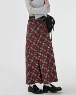 Skirts*Boogzel Clothing London Bridge Plaid Maxi Skirt Red