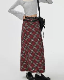 Skirts*Boogzel Clothing London Bridge Plaid Maxi Skirt Red