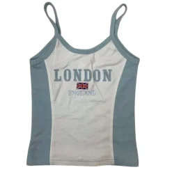 Y2K Tops*Boogzel Clothing London Embroidery Y2K Tank Top Blue