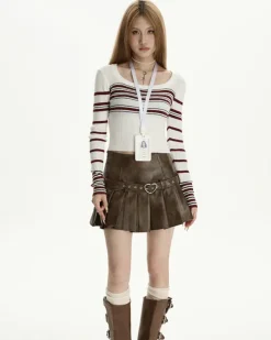 Skirts*Boogzel Clothing Love Bites Leather Pleated Skirt