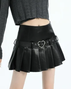 Skirts*Boogzel Clothing Love Bites Leather Pleated Skirt
