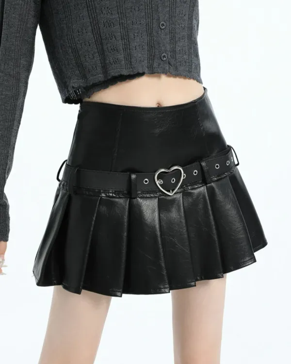 Skirts*Boogzel Clothing Love Bites Leather Pleated Skirt