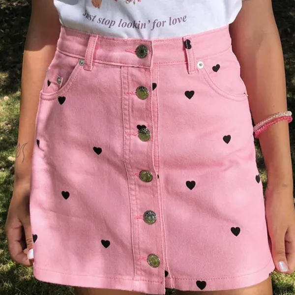 Skirts*Boogzel Clothing Love Bites Skirt Pink