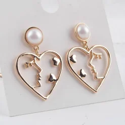 Earrings*Boogzel Clothing Love Connection Heart Earrings Gold