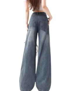 Pants & Trousers*Boogzel Clothing Love Knot Knee-Heart Denim Pants Blue