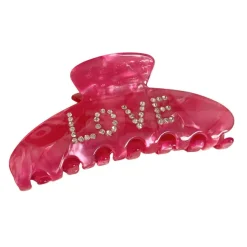 Hair Accessories*Boogzel Clothing Love Rhinestone Hair Claw Pink