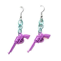 Earrings*Boogzel Clothing Love Roulette Gun Earrings Purple/blue