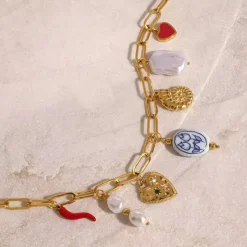 Necklaces & Chokers*Boogzel Clothing Love Token Charm Necklace Gold