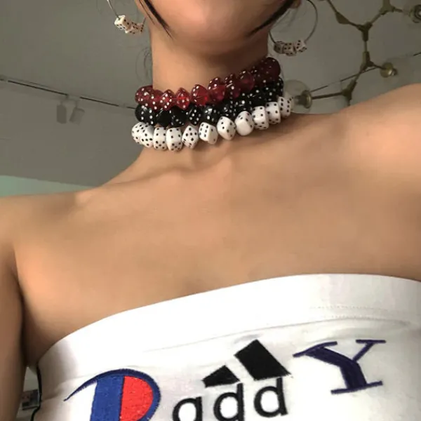Necklaces & Chokers*Boogzel Clothing Lucky Roll Dice Choker White