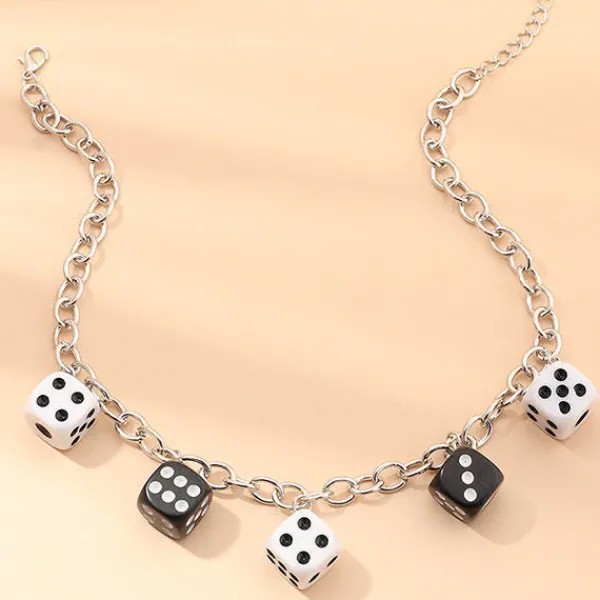 Necklaces & Chokers*Boogzel Clothing Lucky Roll Dice Necklace Black/white