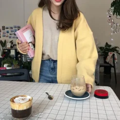 Knit Cardigans*Boogzel Clothing Mango Mousse Cardigan Yellow