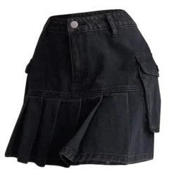 Skirts*Boogzel Clothing Meet Me On Campus Denim Skirt Black