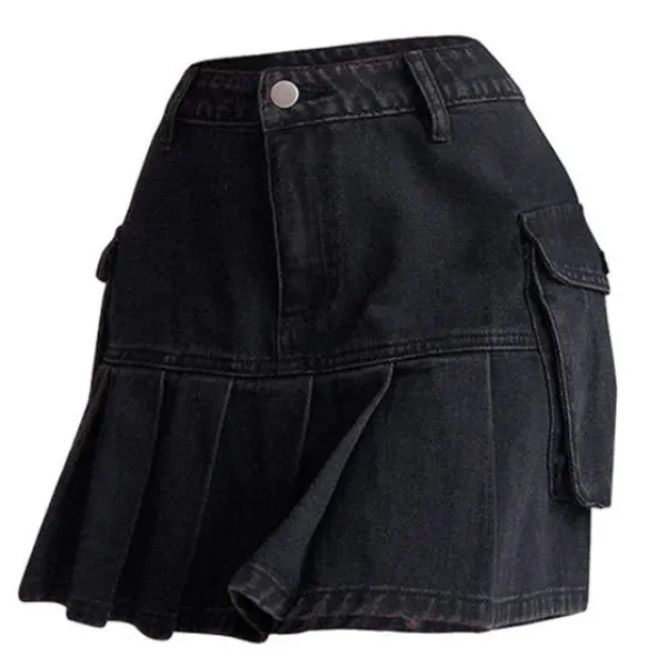 Skirts*Boogzel Clothing Meet Me On Campus Denim Skirt Black