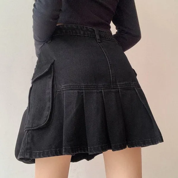 Skirts*Boogzel Clothing Meet Me On Campus Denim Skirt Black