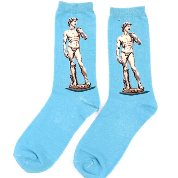 Socks*Boogzel Clothing Michelangelo David Statue Socks Blue