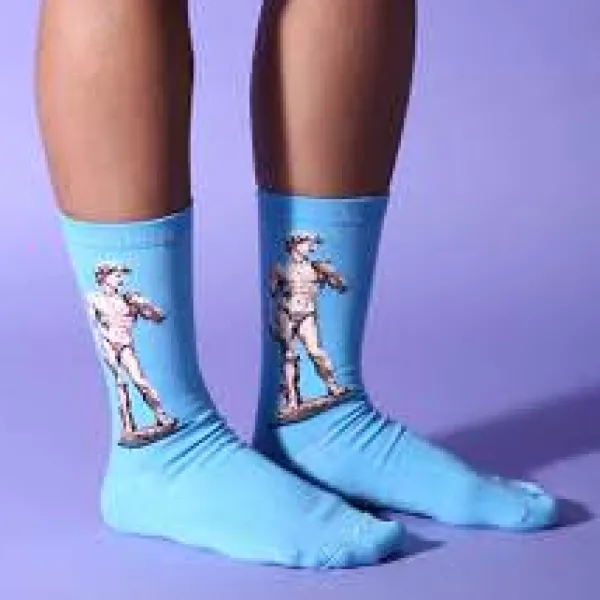 Socks*Boogzel Clothing Michelangelo David Statue Socks Blue