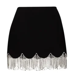 Skirts*Boogzel Clothing Midnight Rhinestone Fringe Skirt Black