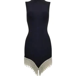 Dresses & Rompers*Boogzel Clothing Midnight Rhinestone Fringe Dress