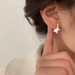 Earrings*Boogzel Clothing Minimalist Aesthetic Star Earrings Silver