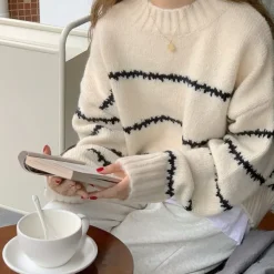 Striped Sweaters|Sweaters*Boogzel Clothing Minimalist Aesthetic Striped Sweater