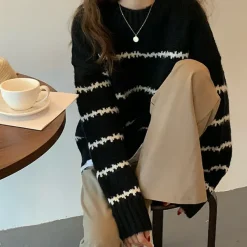 Striped Sweaters|Sweaters*Boogzel Clothing Minimalist Aesthetic Striped Sweater
