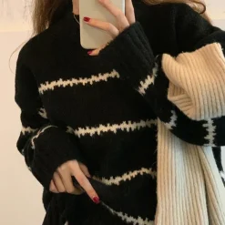 Striped Sweaters|Sweaters*Boogzel Clothing Minimalist Aesthetic Striped Sweater
