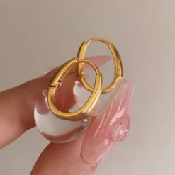 Earrings*Boogzel Clothing Minimalist Clear Hoop Earrings Gold