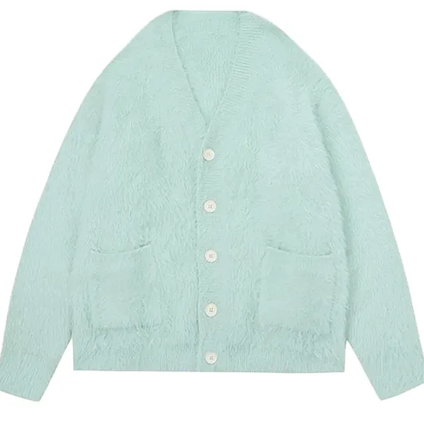 Knit Cardigans*Boogzel Clothing Mint Fuzzy Cardigan Green