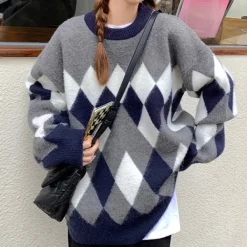 Argyle Sweaters & Vests|Sweaters*Boogzel Clothing Mocha Fuzzy Argyle Sweater