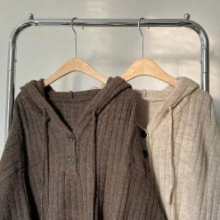 Hoodies*Boogzel Clothing Mocha Knit Button Up Hoodie