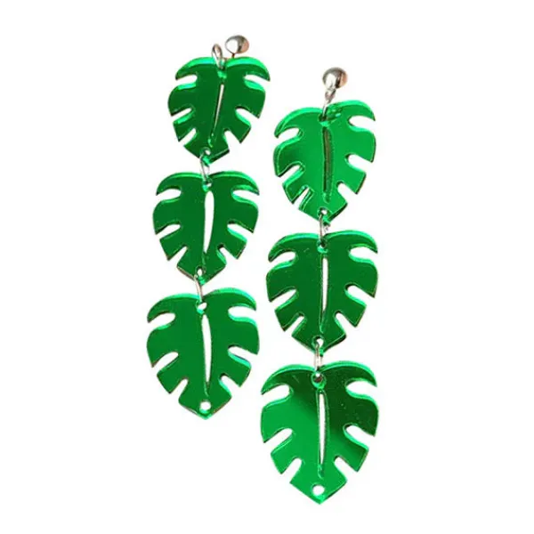 Earrings*Boogzel Clothing Monstera Leaves Earrings Green