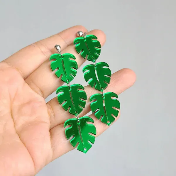 Earrings*Boogzel Clothing Monstera Leaves Earrings Green