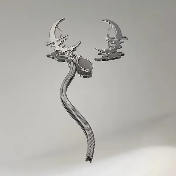 Earrings*Boogzel Clothing Moon Asymmetric Earrings Silver