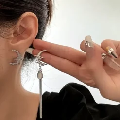 Earrings*Boogzel Clothing Moon Asymmetric Earrings Silver
