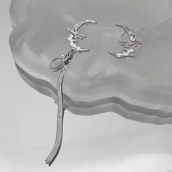 Earrings*Boogzel Clothing Moon Asymmetric Earrings Silver