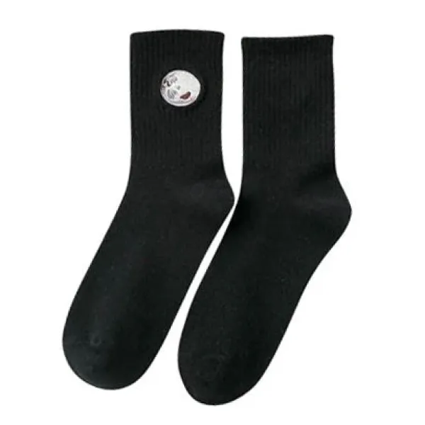 Socks*Boogzel Clothing Moon Embroidered Socks Black