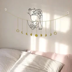 Aesthetic Room Decor*Boogzel Clothing Moon Phase Wall Hanging Gold