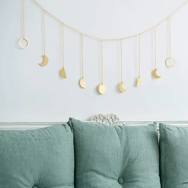 Aesthetic Room Decor*Boogzel Clothing Moon Phase Wall Hanging Gold