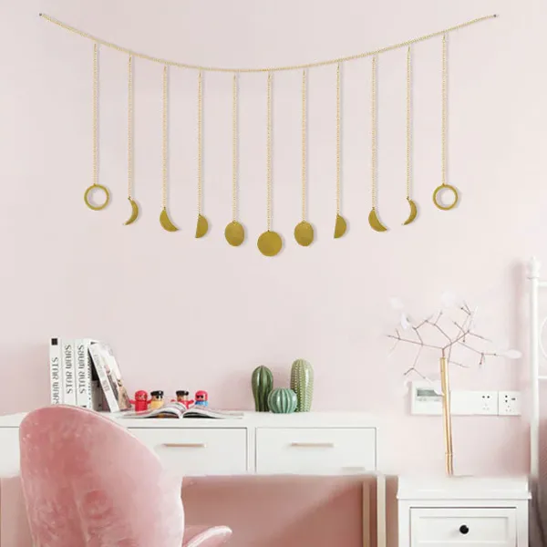 Aesthetic Room Decor*Boogzel Clothing Moon Phase Wall Hanging Gold