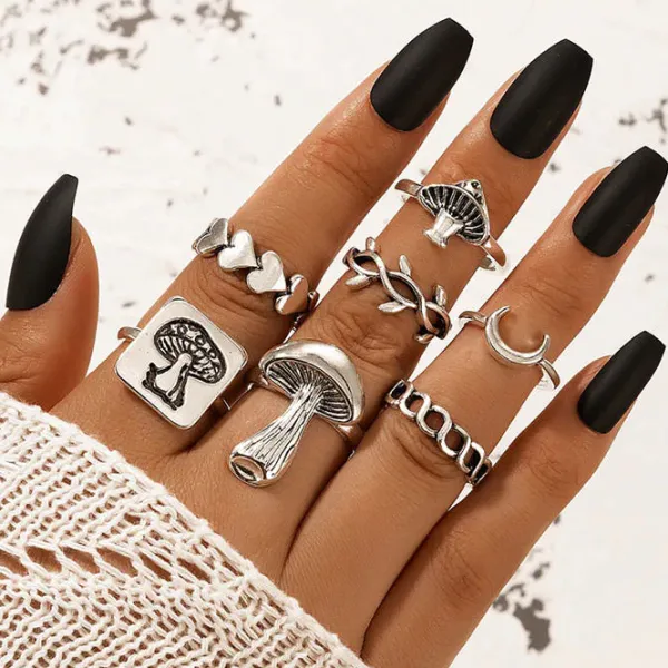 Rings*Boogzel Clothing Mushrooms Ring Set