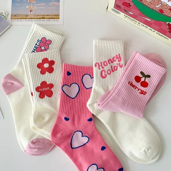 Socks*Boogzel Clothing Naturally Sweet Pink Aesthetic Socks