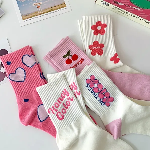 Socks*Boogzel Clothing Naturally Sweet Pink Aesthetic Socks