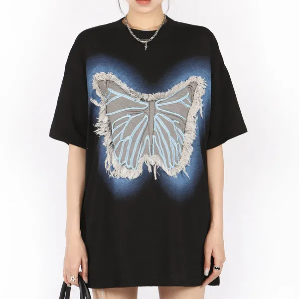 Aesthetic T-Shirts & Graphic Tees*Boogzel Clothing Neon Butterfly Oversized T-Shirt