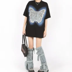 Aesthetic T-Shirts & Graphic Tees*Boogzel Clothing Neon Butterfly Oversized T-Shirt
