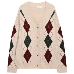 Argyle Sweaters & Vests|Knit Cardigans*Boogzel Clothing New Student Argyle Cardigan Beige