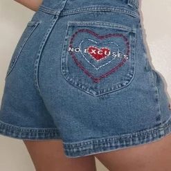 Shorts*Boogzel Clothing No Excuses Embroidery Denim Shorts Blue