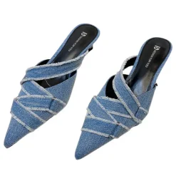 Mad*Boogzel Clothing Nostalgic Games Denim Mules Blue
