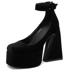 Sandals / Mary Janes*Boogzel Clothing Not Your Babydoll Chunky Platform Heels Black